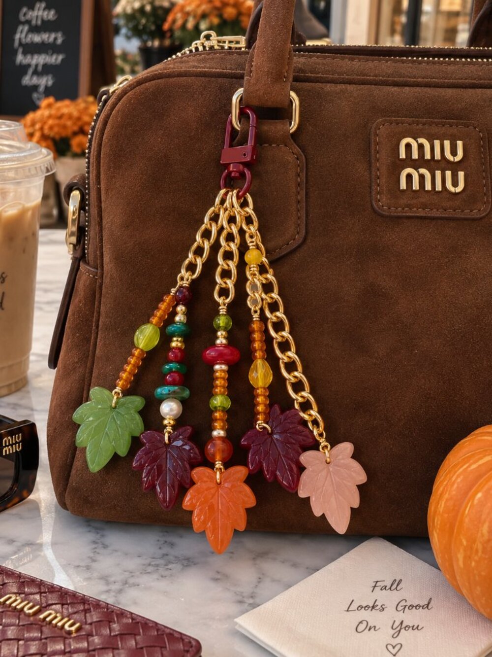 Fall Leaf Bag Charm